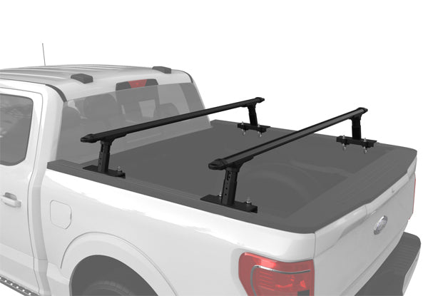 Saremas Universal Adjustable Aluminum Low Height Truck Bed Ladder Rack for Pickups with/without Tonneau Cover
