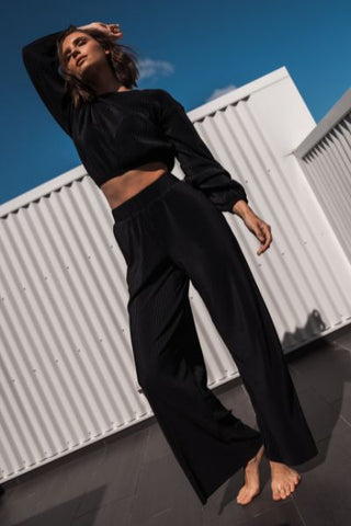 Rusty Womens | Black Wide Leg Pant Set | Shop Now