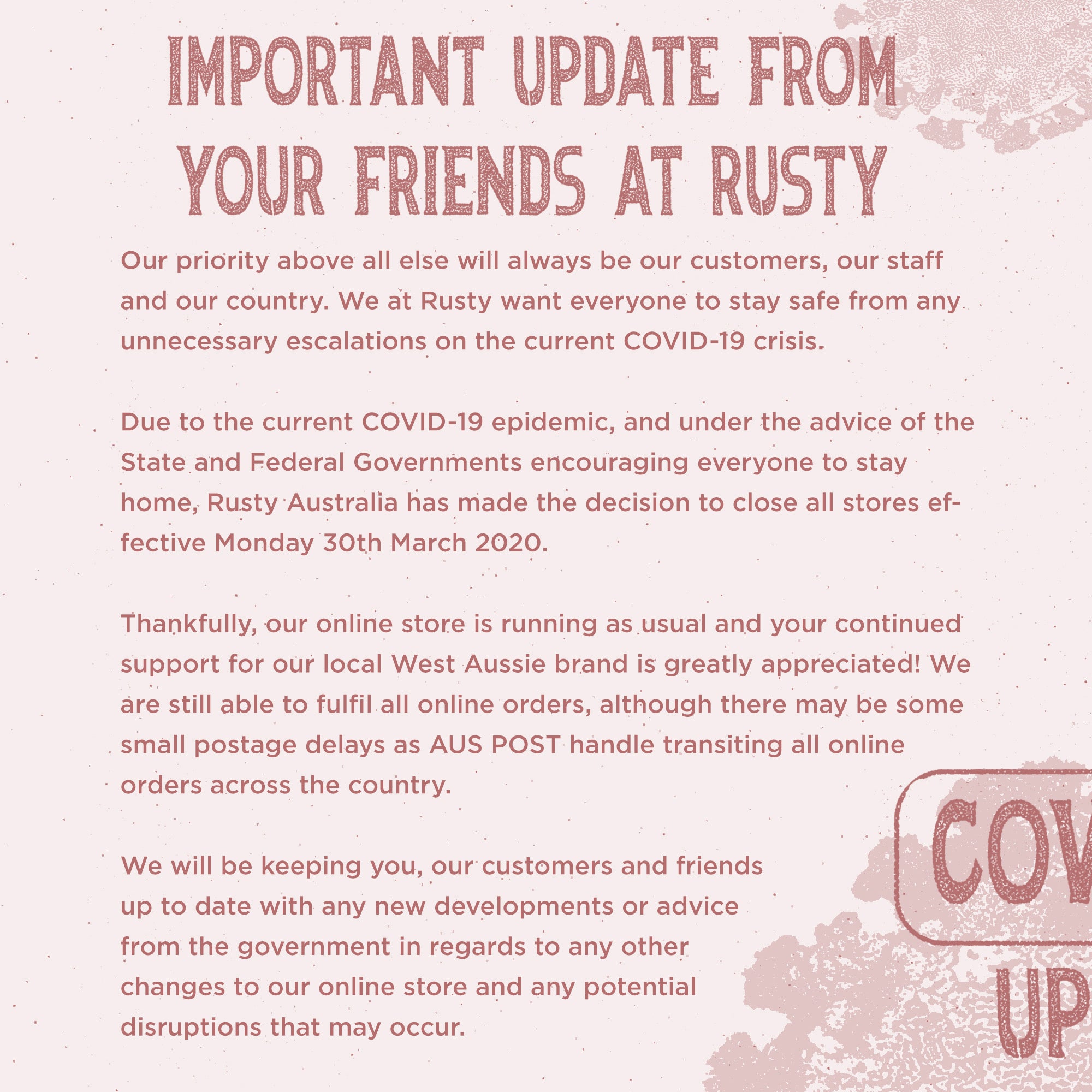 Covid-19 update Rusty