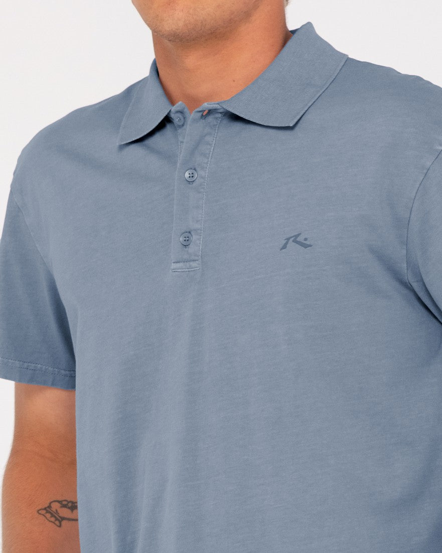 Comp Wash Short Sleeve Polo - China Blue | Rusty Australia