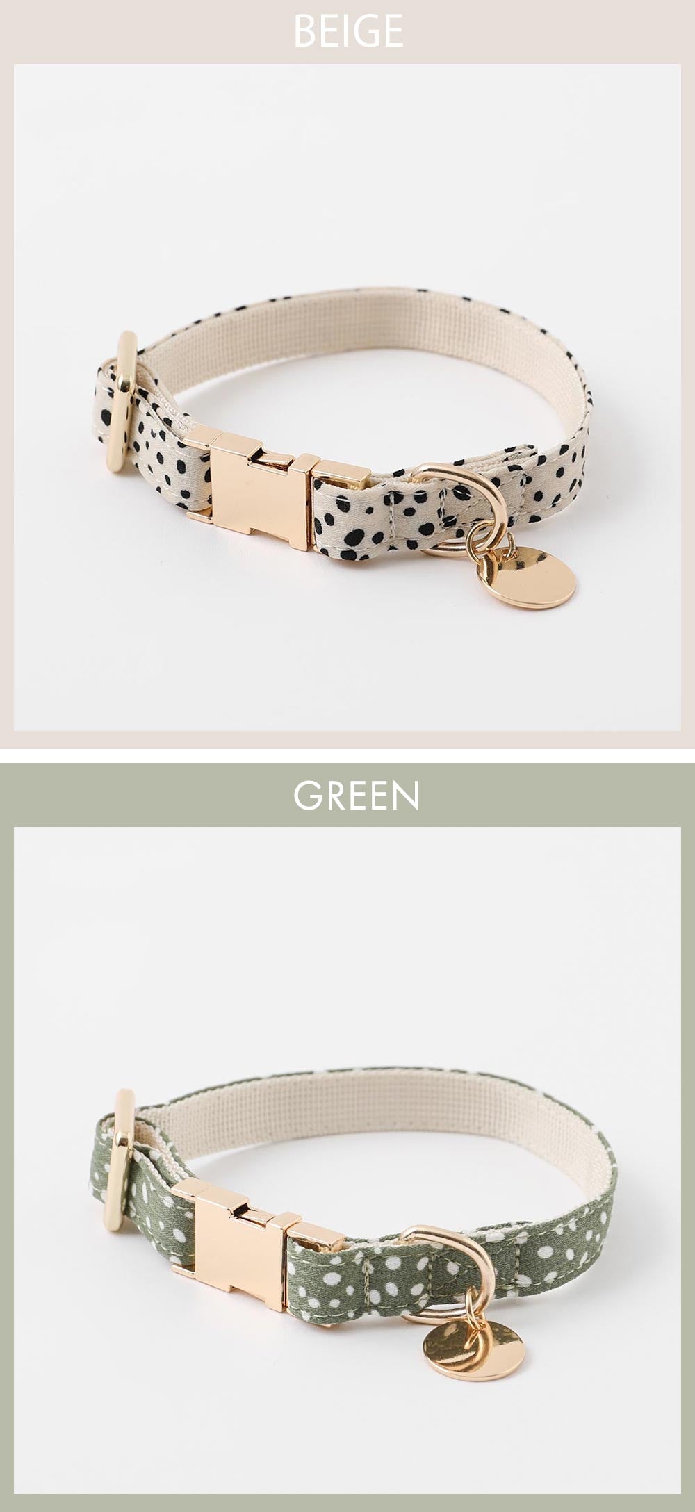 Small dog/collar/name sculpture/lost bill/fashion/Korean style/animal pattern/Dalmatian pattern/color variation/beige/green