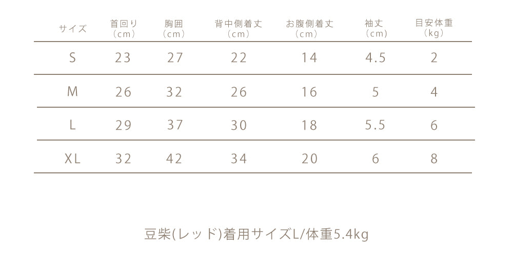 小狗/幸運包/快樂包/縮略圖/物品陣容/上衣/尺寸圖表