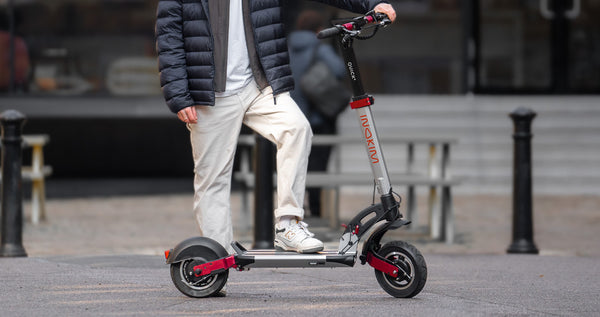 Our reviewer with Inokim Quick 4 Super electric scooter