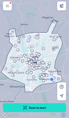 Map of scooters and bikes from Tier