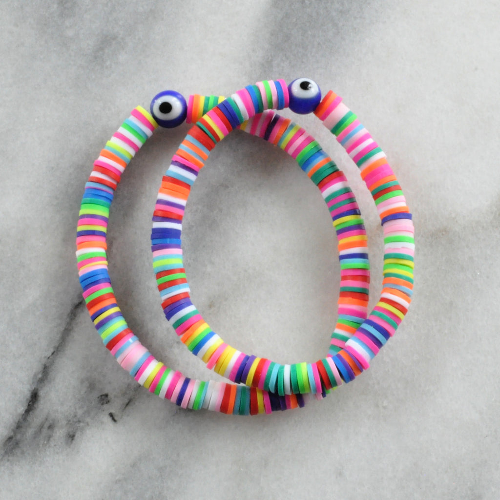 Cool Colors Rubber Heshi-Style Bead Stretchy Bracelet | Handmade Jewelry by  The Willows And Co.