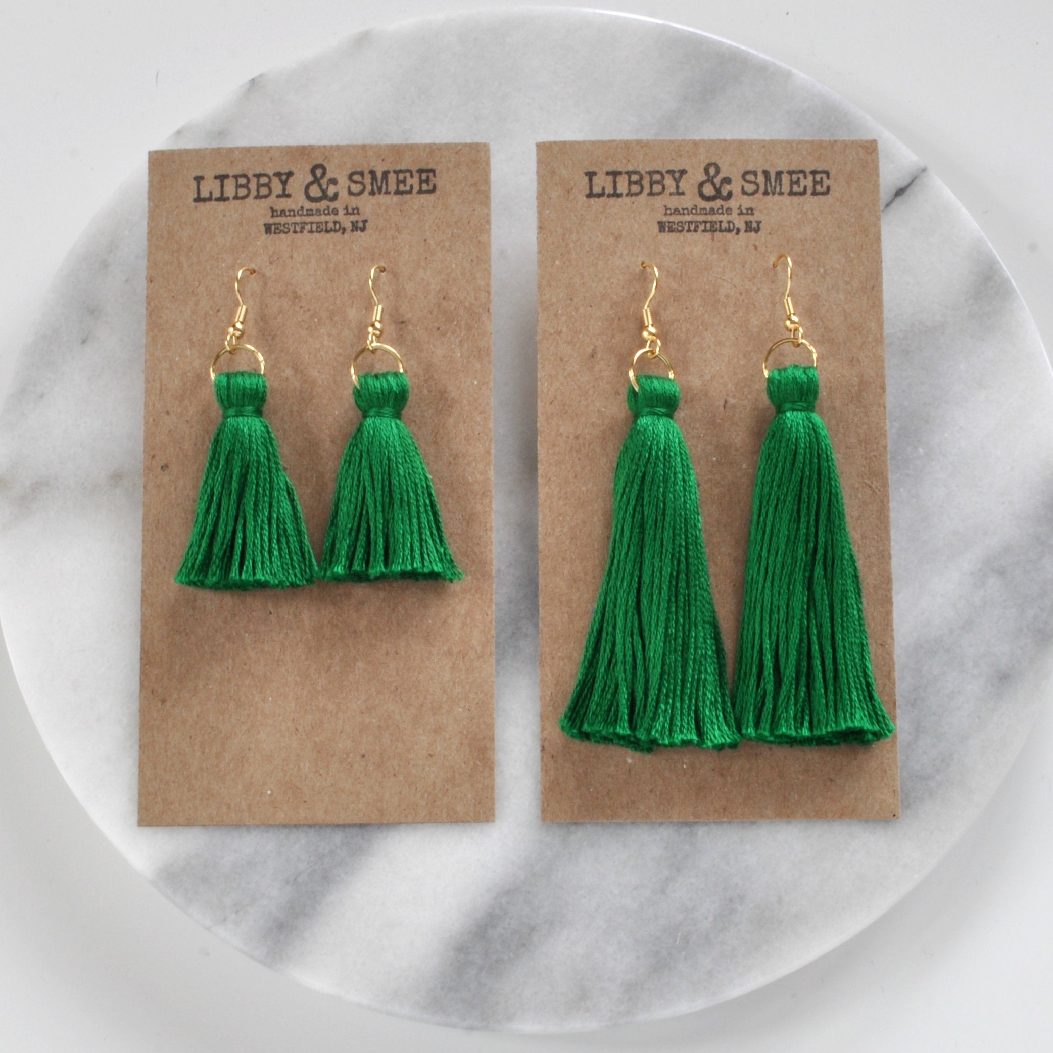 Green Tassel Earrings Long Or Mini Handmade By Libby And Smee