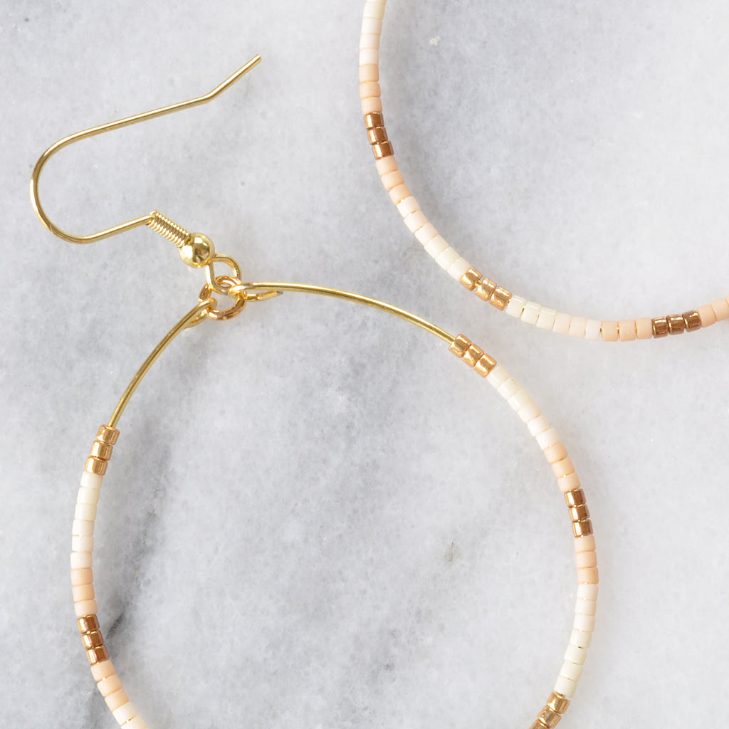 Muted Big Beaded Hoop Earrings