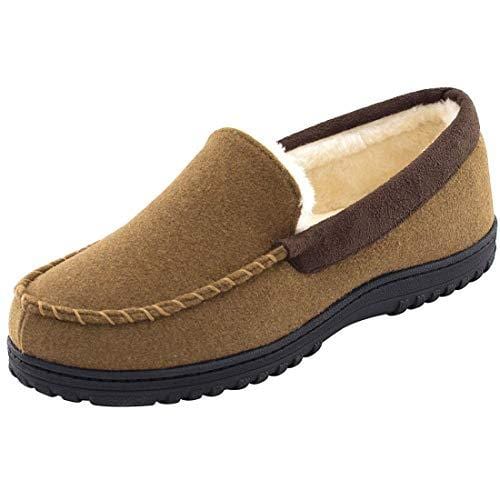 MERRIMAC Men's Cotton Knit Moccasin Slippers Breathable House Shoes w