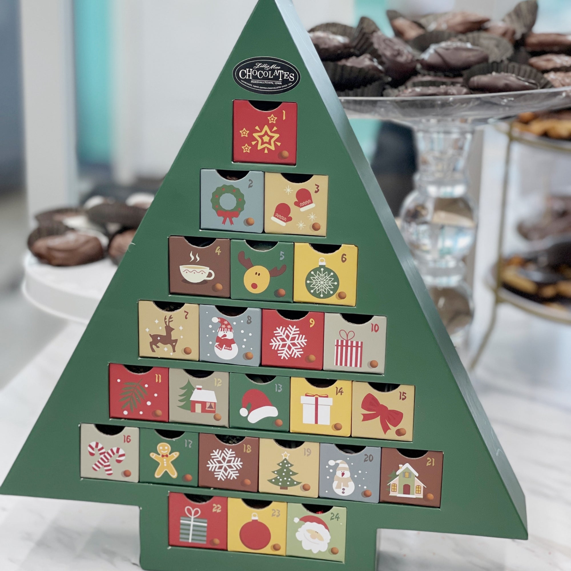Advent Christmas Tree Calendar - Heirloom Decoration with 24 truffles