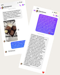 messages between Ruth and Aimee about gluten-free chocolates