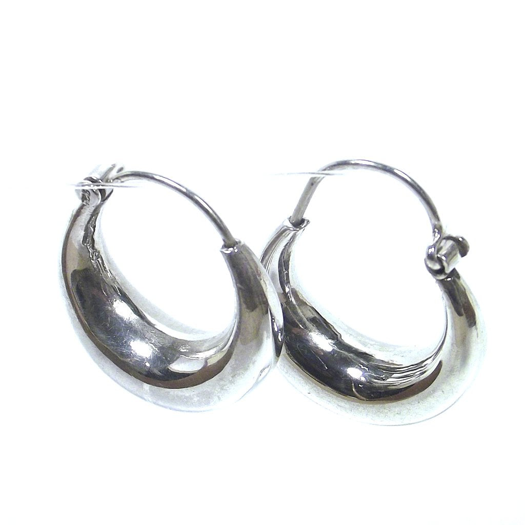 Silver Hoop Earrings Man Woman Medium