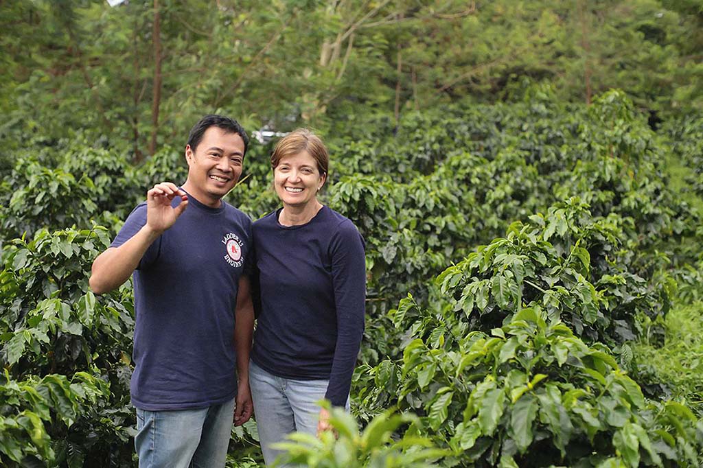 Lisa and Leo in their coffee cultivation