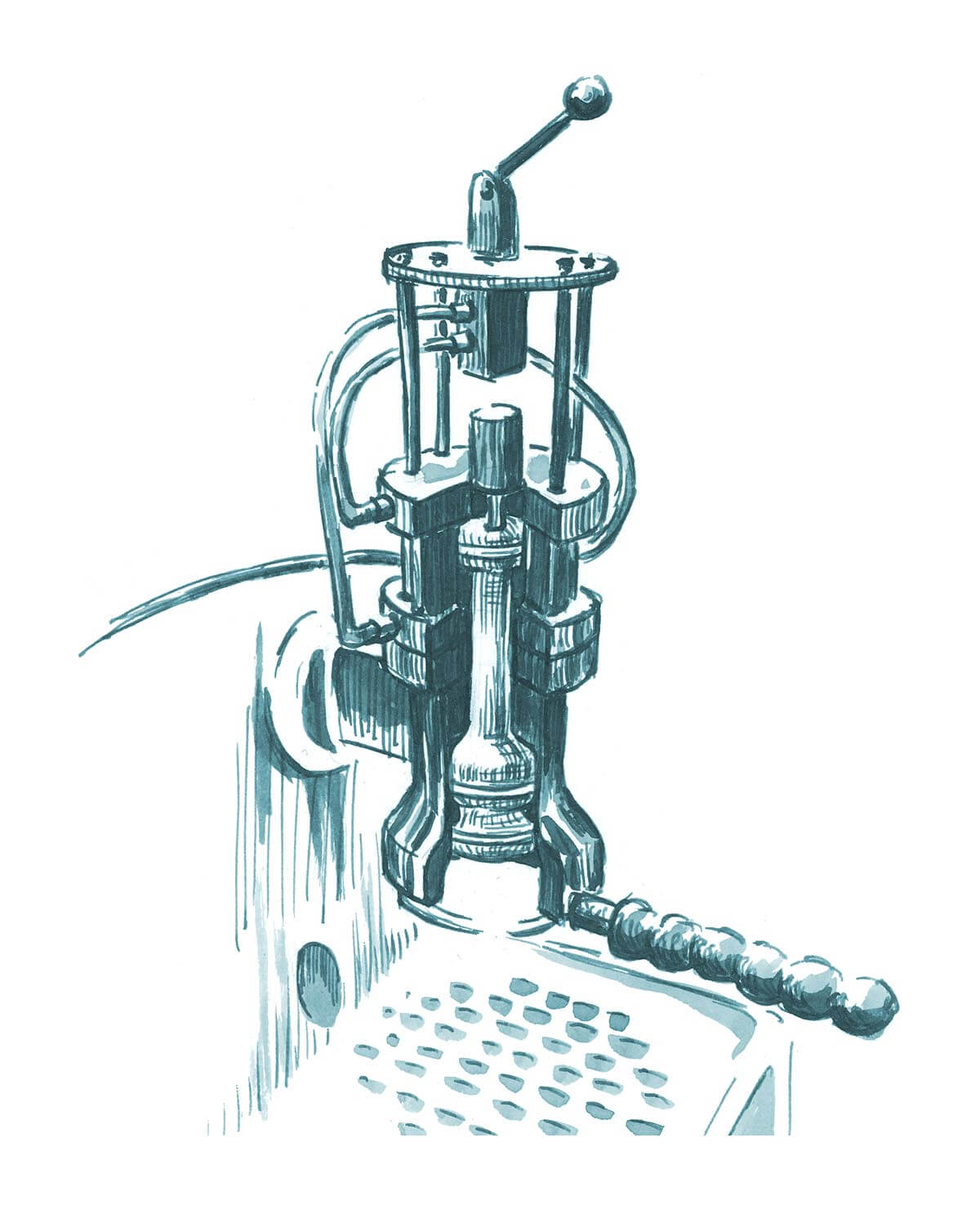 Pneumatic “lever” machine - drawing by Michael van Loozen