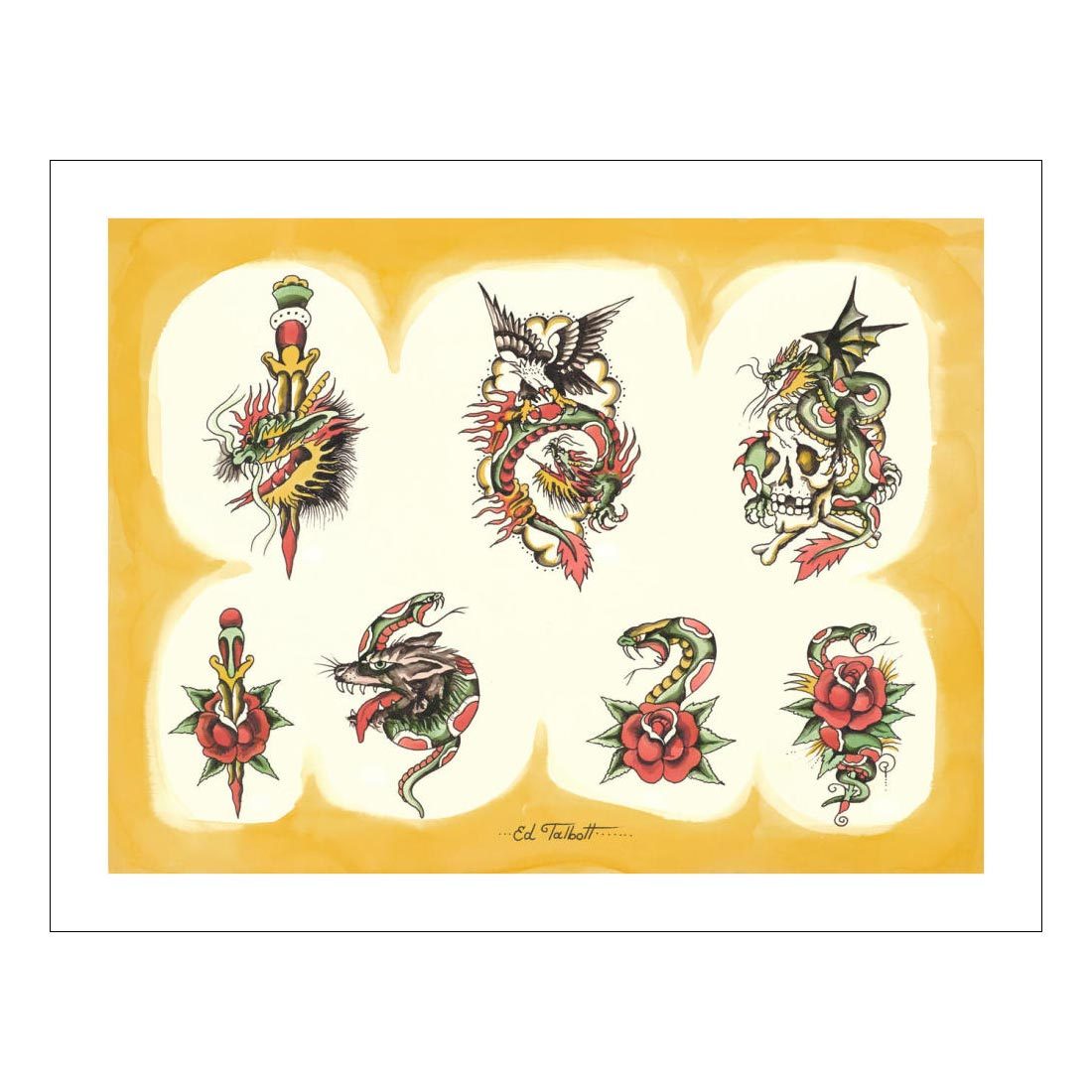 Don Ed Hardy Untitled Tattoo Designs Snakes And Daggers 1967 De Young Legion Of Honor Museum Stores