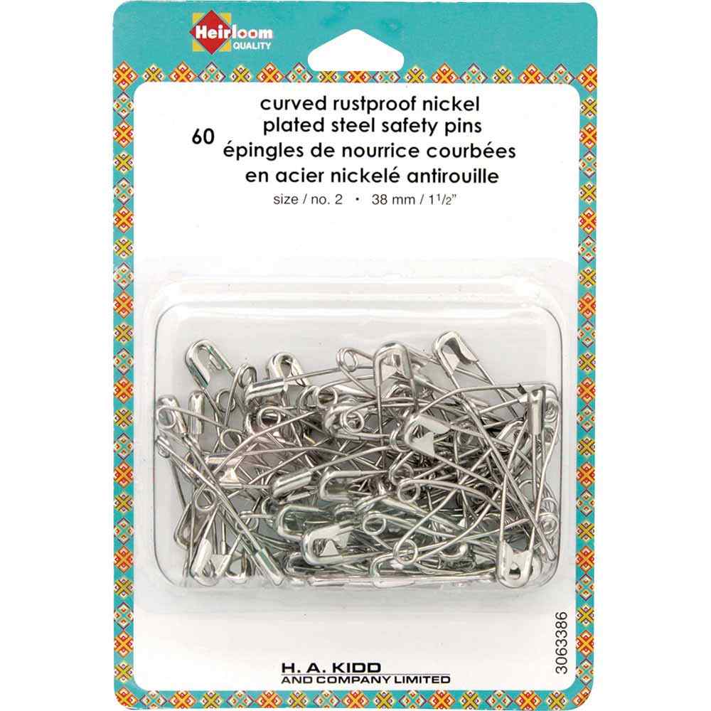 HEIRLOOM Curved Safety Pins - 38mm (11⁄2″) Size 2 - 60pcs