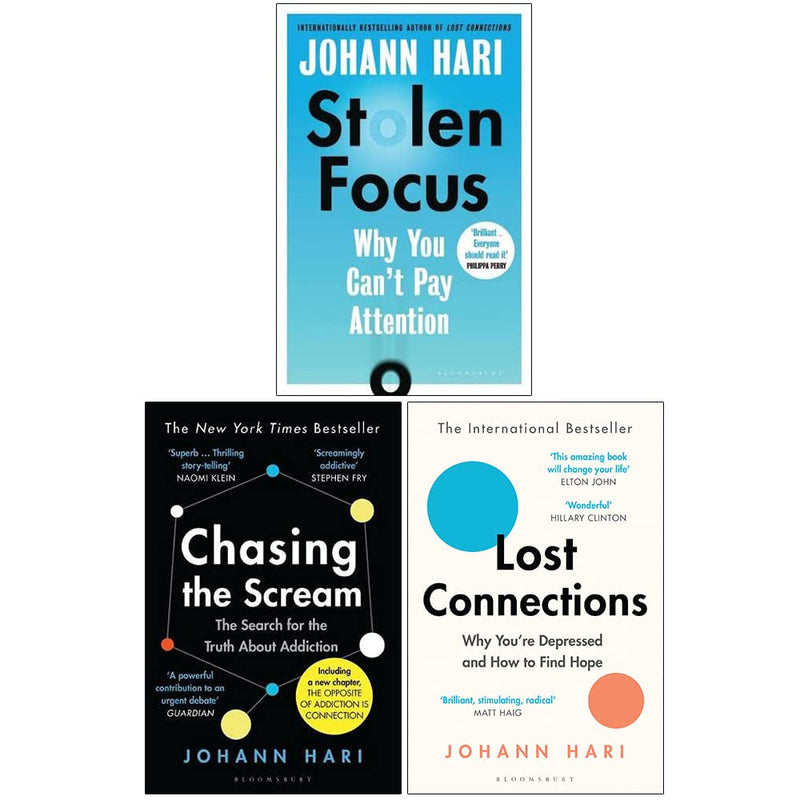 Johann Hari Collection 3 Books Set (Stolen Focus, Chasing the Scream,