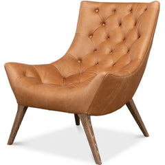 Light Brown Quilted Leather Slouch Chair