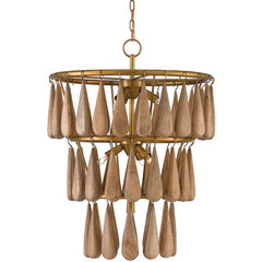 Priyanka Wooden Teardrops Chandelier