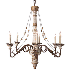French Draped Wooden Chandelier