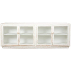 White Distressed Glassfront Sideboard
