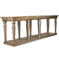 Distressed Wood Pillar Buffet Table