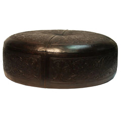 Hand Carved Leather Ottoman