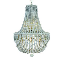 Light Blue Wood Beaded Swag Chandelier