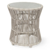 Abaca Rope Natural Coastal Outdoor Accent Table