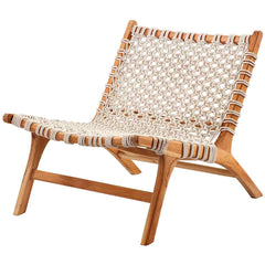 Teak Wood Macrame Boho Sling Chair