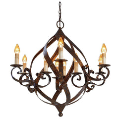 Wrought Iron Globe Chandelier