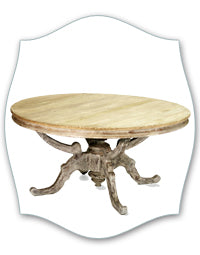 french round scroll pedestal table