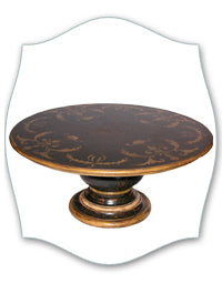 black scroll pedestal dining table