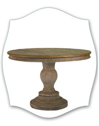 rustic wood top pedestal table