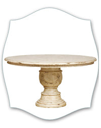 white french round pedestal table