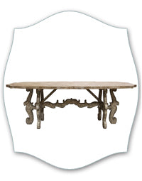 french farmhouse scroll stretcher table