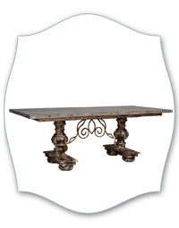 weathered scroll dining table