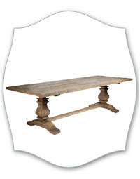 rustic wood trestle dining table