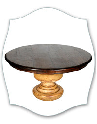 wood top painted pedestal table