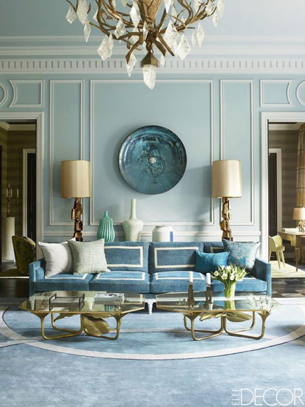 French blue cosmo chic living room