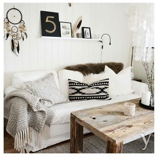 white boho chic living room