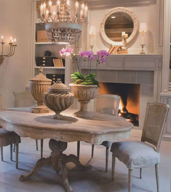 Elegant Provincial Dining Room with pedestal table