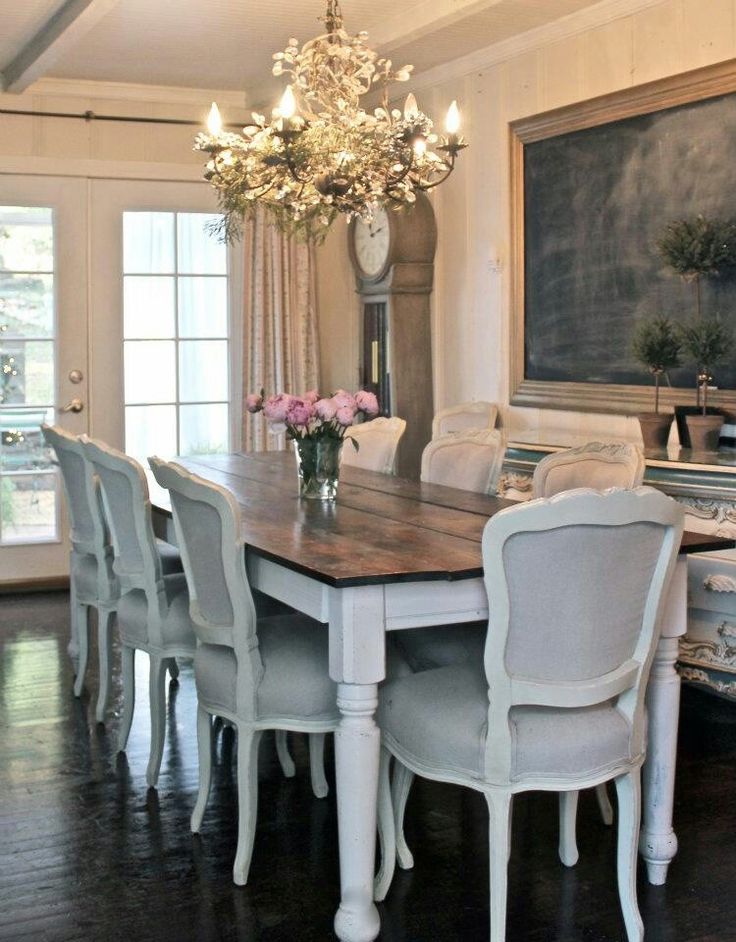 A rustic plank table is a French farmhouse decorating essential.