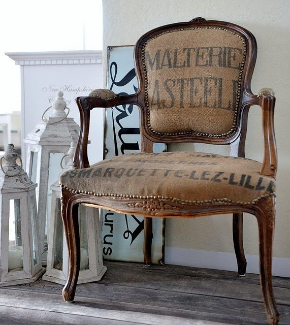 French chair in burlap & ofcourse who would luv this @Danielle Smith!