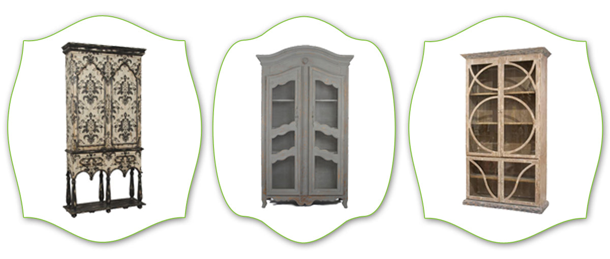 french country display cabinets