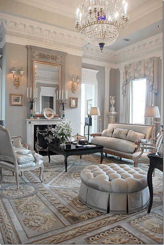 SIlvery blue elegant french living room