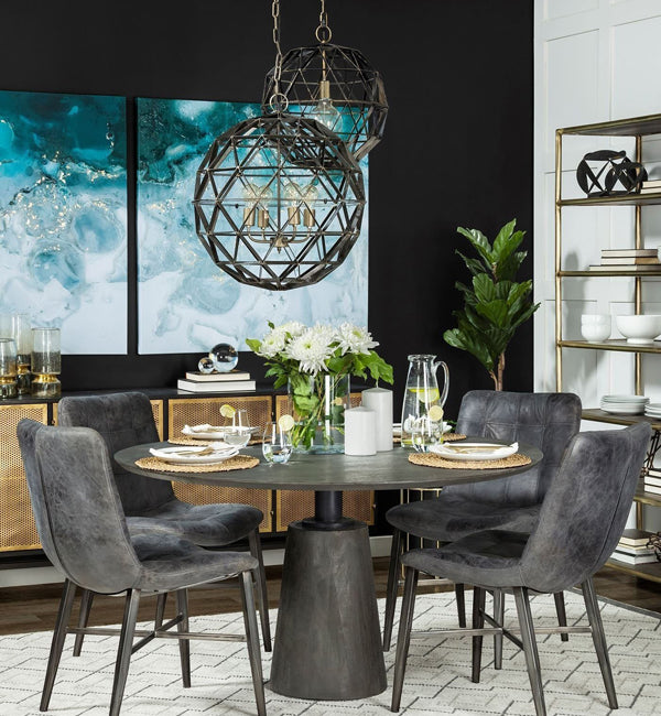 Modern Industrial Dining Area with round table
