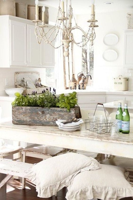 white shabby chic kitchen table