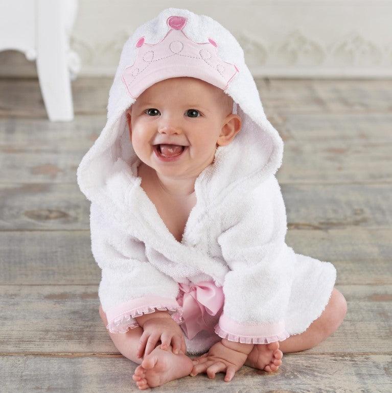 Cadeaus - Pure Cotton Mice Hooded Bath Robe (0-6 Yrs) - Newborn Baby Gift -  Grey - Kids