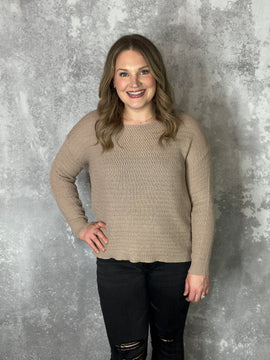 Basic Light Knit Sweatshirt- Taupe