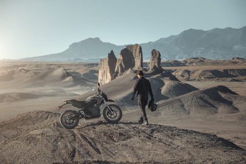 motorcycle in a desert landscape